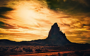 brown mountain during sunset, aliens, mountains, sunset, sunlight