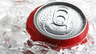 330mL Coca-cola can covered with ice cubes HD wallpaper
