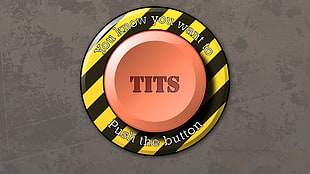 red Tits emergency push button, buttons, humor, artwork