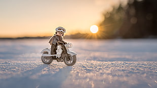 lego figure on person ridin motorcycle HD wallpaper