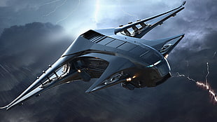 black jet plane, science fiction, spaceship, Star Citizen
