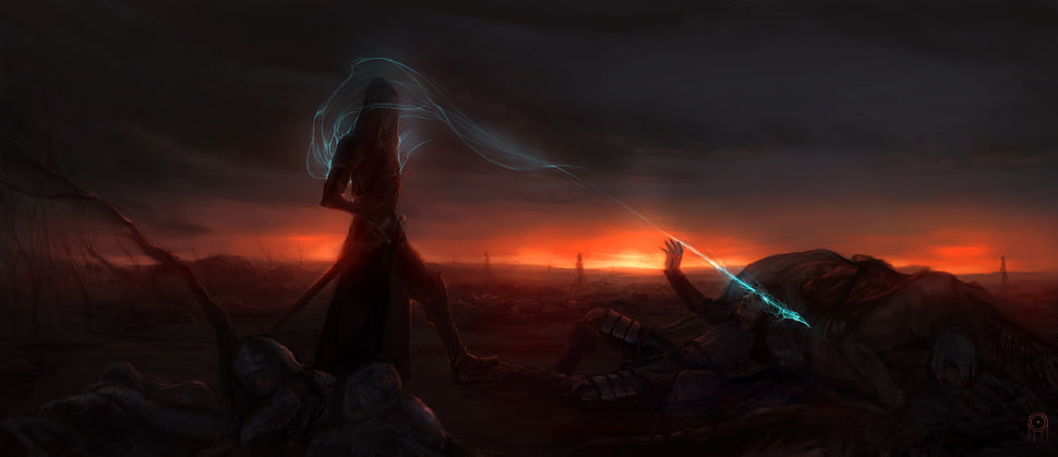 game wallpaper, fantasy art, night, sunset, battlefields HD wallpaper