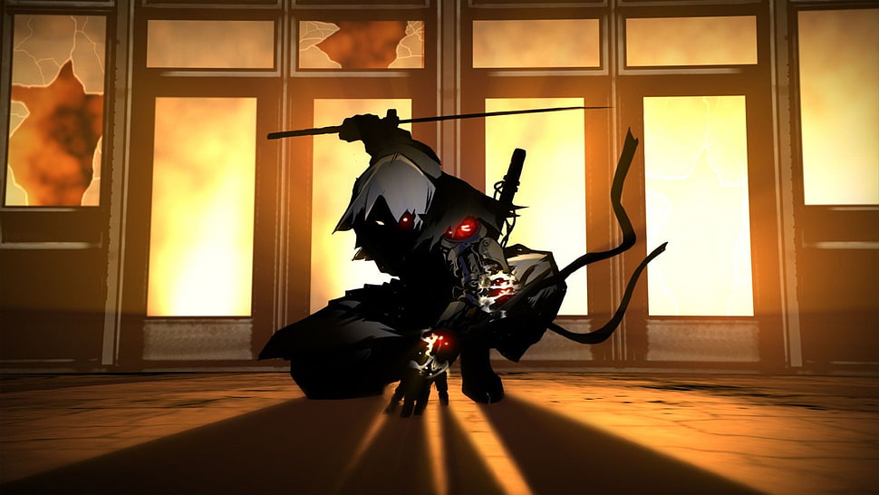gray haired man digital illustration, warrior, anime, Yaiba: Ninja Gaiden Z, Ninja Gaiden HD wallpaper