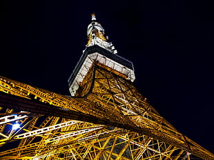 Eiffel Tower Paris, night, Tokyo Tower HD wallpaper