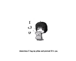 boy hugging pillow cartoon illustration, love, drawing, simple background HD wallpaper