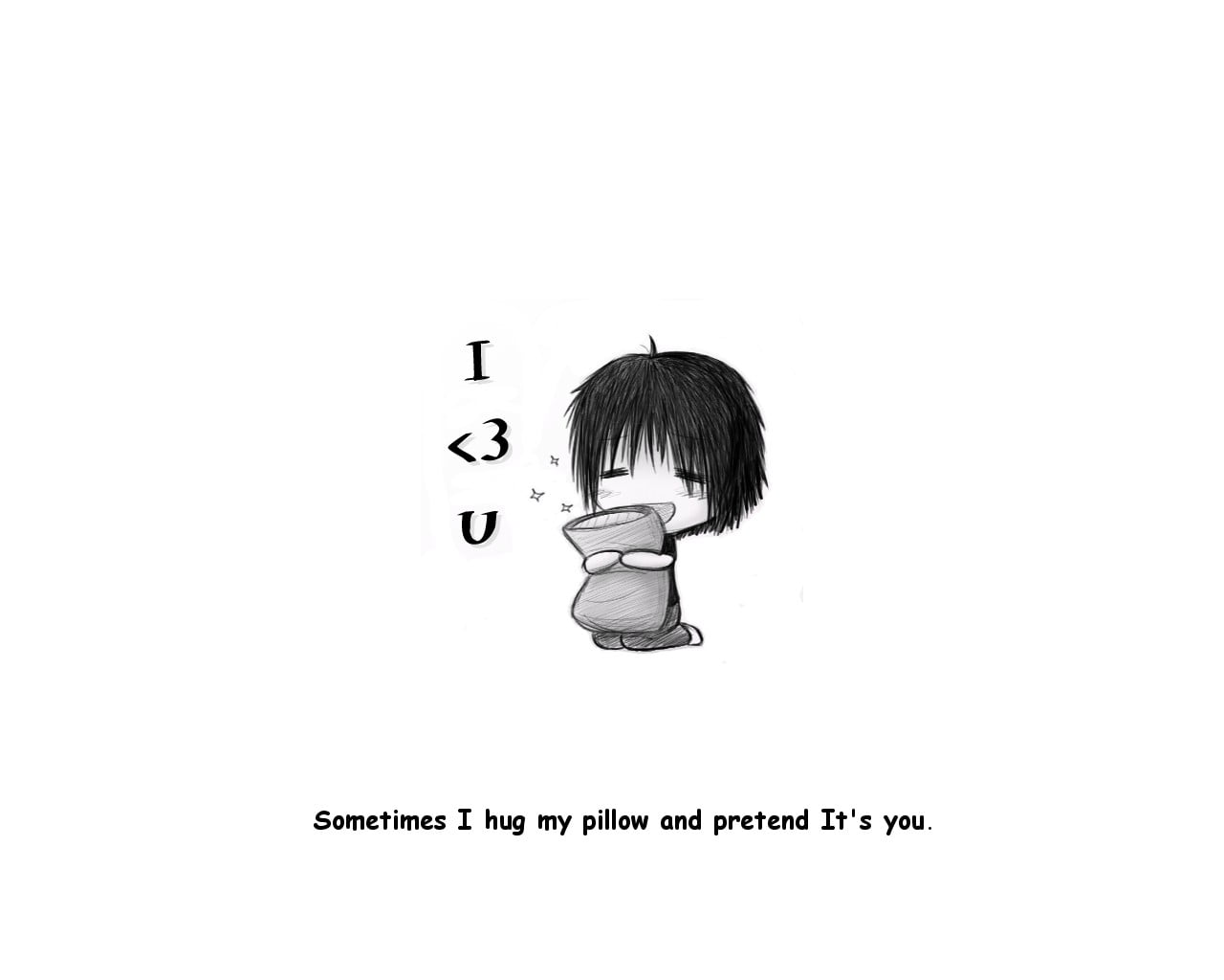 boy hugging pillow cartoon illustration, love, drawing, simple background