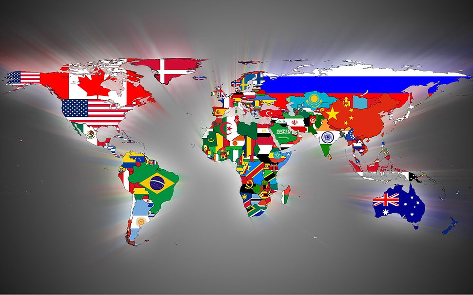 multicolored world map wallpaper, world map HD wallpaper