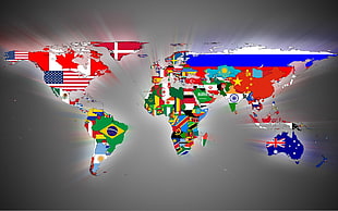 multicolored world map wallpaper, world map