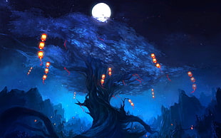 black tree, fantasy art HD wallpaper