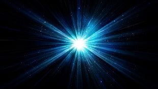 blue and black light ray, minimalism, digital art, stars, supernova HD wallpaper