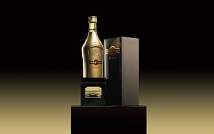 gold-colored bottle, drink, Martini, alcohol, bottles