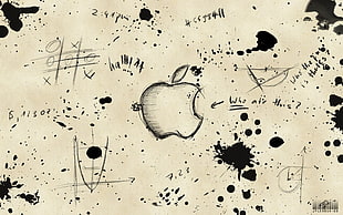 Apple artwork logo, Apple Inc., monochrome, graffiti, paint splatter HD wallpaper