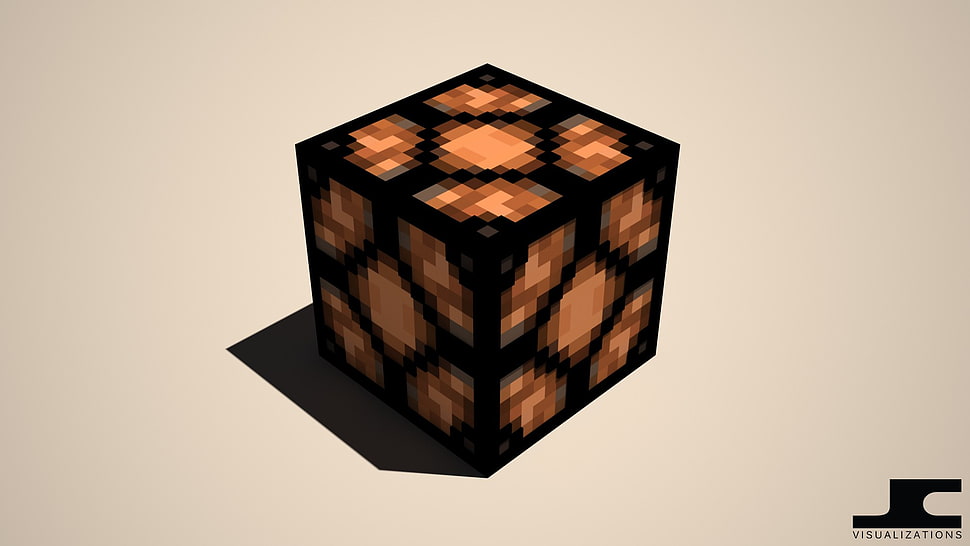 black and brown wooden table, Minecraft, cube, Redstone Lamp HD wallpaper