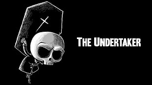 The Undertaker digital wallpaper, minimalism, black, skull, death