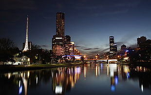 City,  Night,  River,  Bridge HD wallpaper