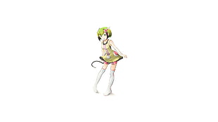 female anime character in green sleeveless dress and white knee socks with green hair, Yurizaki Mira, Dimension W