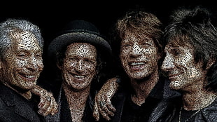 Rolling Stones member, Rolling Stones, Mick Jagger, Keith Richards, typographic portraits HD wallpaper