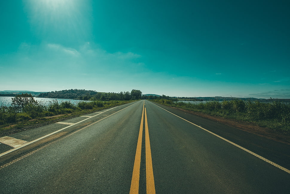 road, landscape, sky, trees HD wallpaper