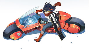 female anime character with bike, Kill la Kill, Akira, motorcycle, crossover HD wallpaper