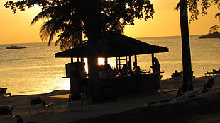 gazeboo, Jamaica, beach, hut, silhouette HD wallpaper
