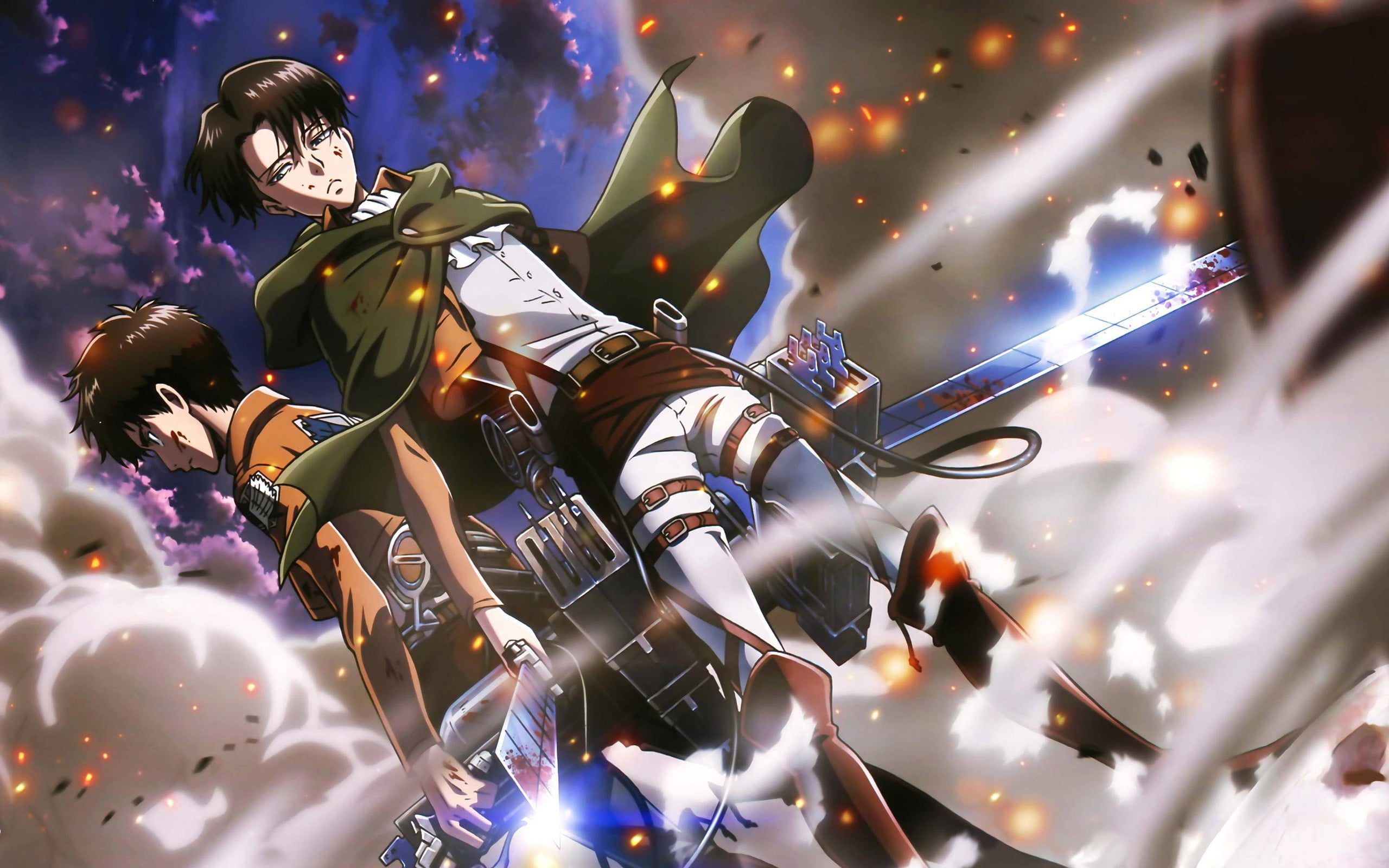 Attack on Titans, Shingeki no Kyojin, Eren Jeager, Levi Ackerman, anime