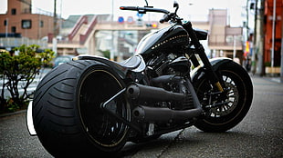 black HARLEY-DAVIDSON bobber motorcycle