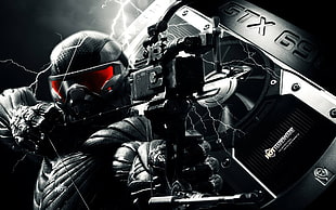 man in black suit digital wallpaper, Crysis, GTX 690, video games