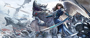 video game screenshot, fantasy art, magic, warrior, sword