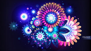 multicolored flower digital wallpaper, Rik Oostenbroek, abstract, flowers, digital art
