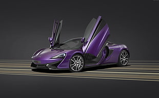 photo of purple McLaren coupe HD wallpaper