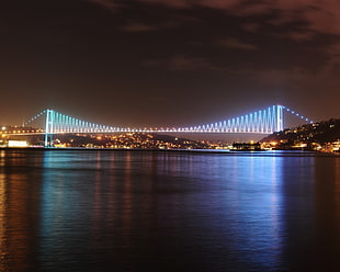 lighted bridge, Turkey, Istanbul, bridge, Turkish