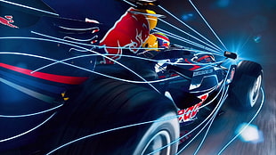 blue Red Bull race car digital wallpaper, Formula 1, Red Bull Racing
