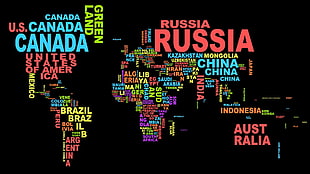 photo of world map in text format HD wallpaper