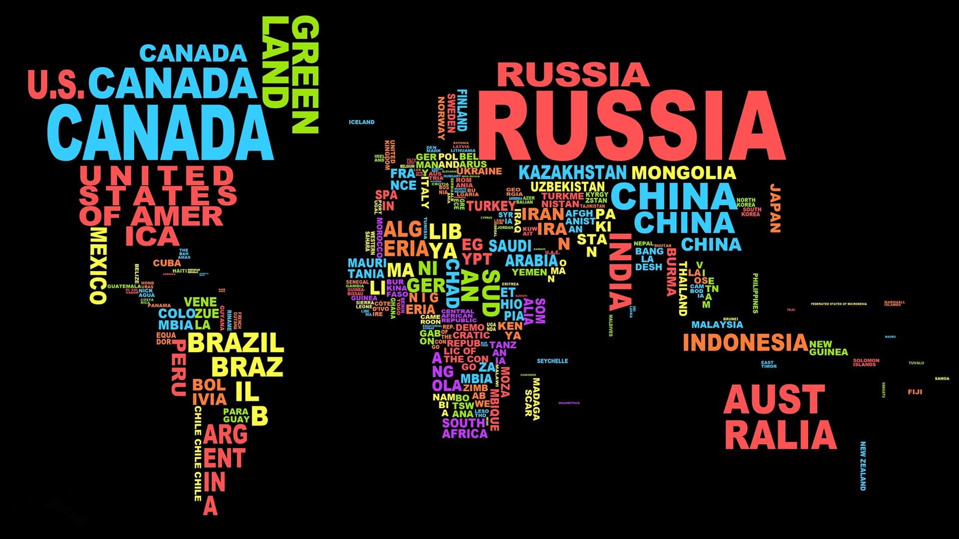 photo of world map in text format