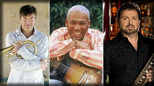 three men musicians collage photo