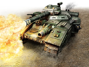 green battle tank digital wallpaper, tank, war, Warhammer 40,000, Baneblade