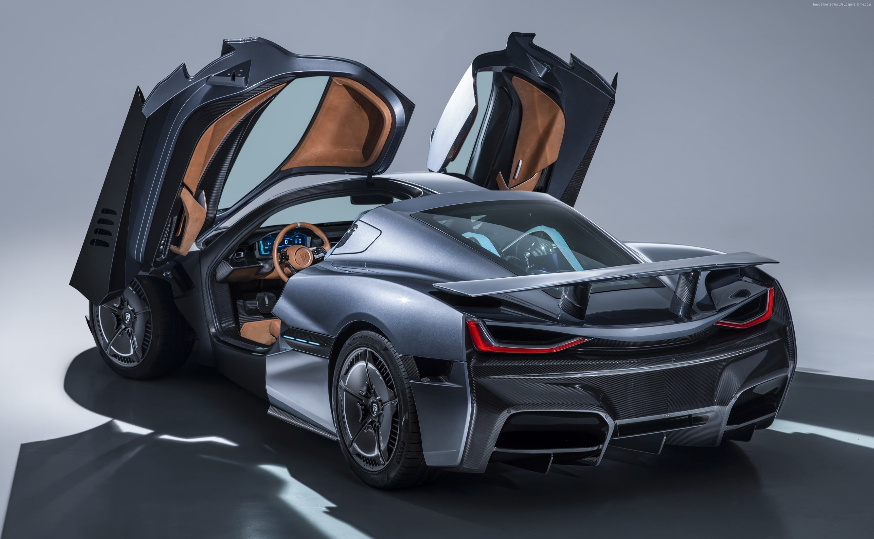 gray sports car, Rimac C Two, Geneva Motor Show 2018, 4k