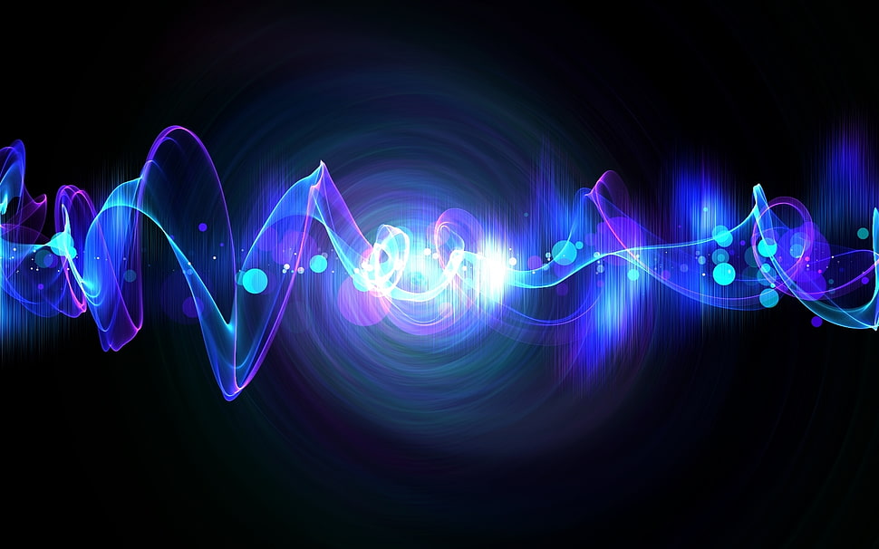 blue and purple flowing illustration HD wallpaper