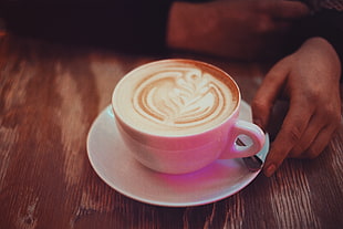 cup of white cappuccino HD wallpaper