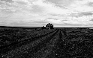 grayscale photo of house on land, Iceland, landscape, ruin, monochrome HD wallpaper