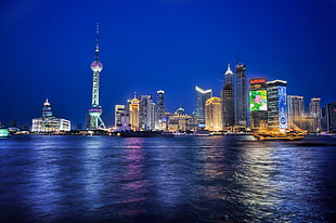 high rise buildings near body of water, shanghai HD wallpaper