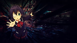 black haired female anime character digital wallpaper, Takanashi Rikka, Chuunibyou demo Koi ga Shitai! HD wallpaper