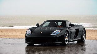 black coupe, car, Porsche, Porsche Carrera GT