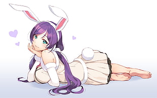 purple-haired woman wearing bunny headband