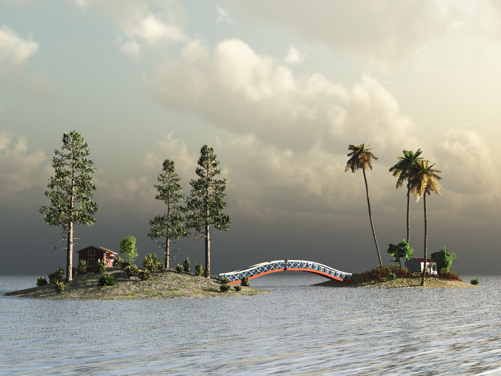 metal bridge between two islands