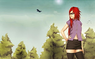 woman anime character standing HD wallpaper