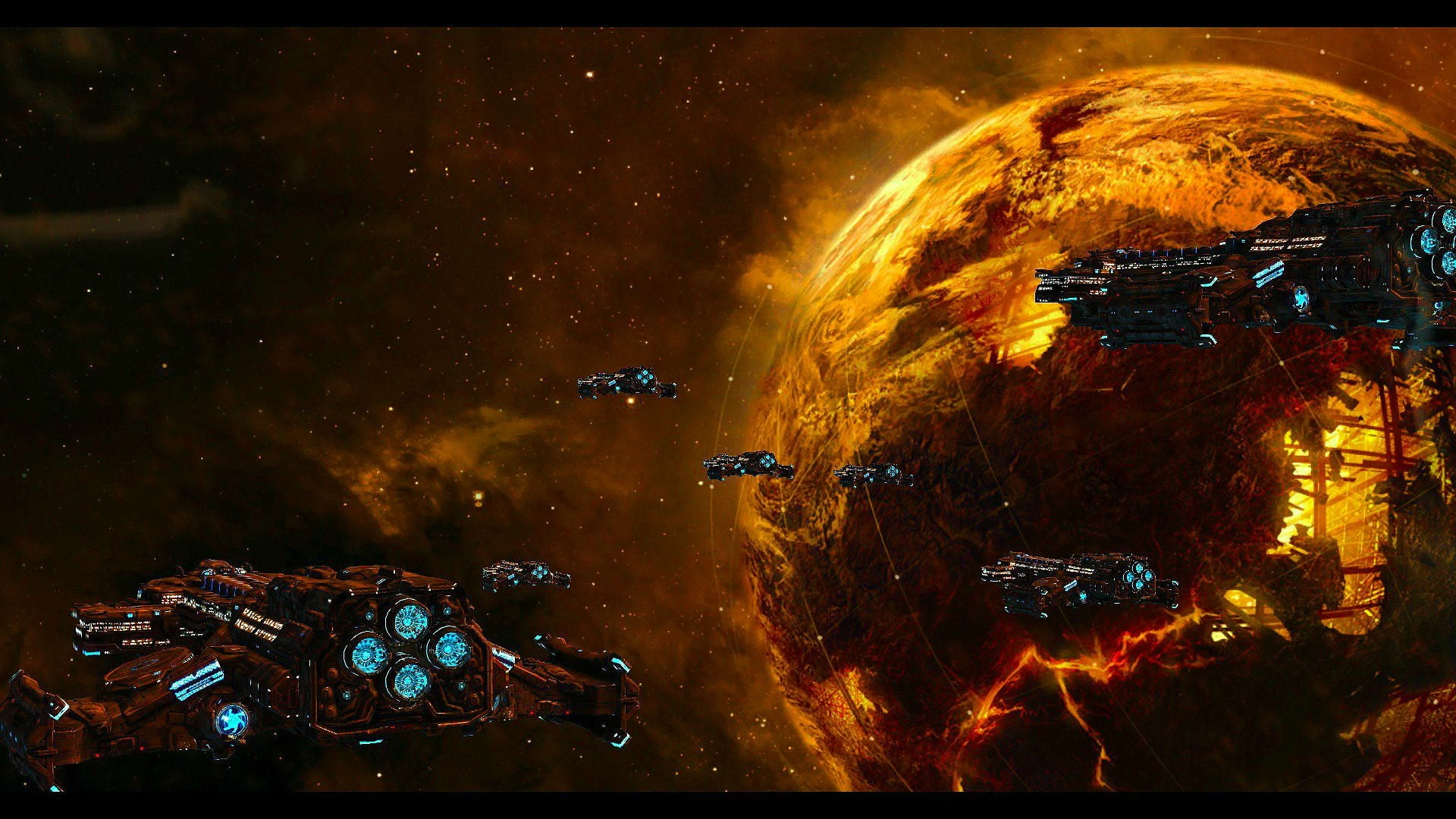 battle ships on the outer space graphics