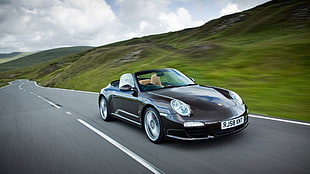 black Porsche 911 convertible coupe, Porsche 911, car HD wallpaper