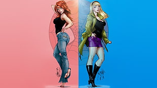 Mary Jane, Gwen Stacy, Spider-Man, Marvel Comics HD wallpaper