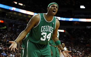 Celtics 34 NBA player on game court HD wallpaper